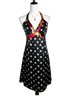 Oleg Cassini polka dot silk dress sz 14